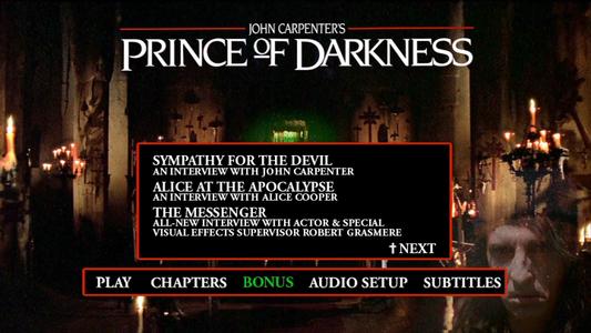 Prince of Darkness - menus