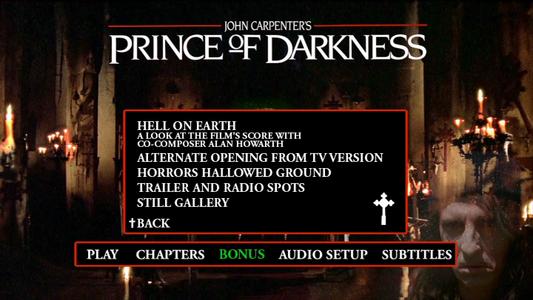 Prince of Darkness - menus