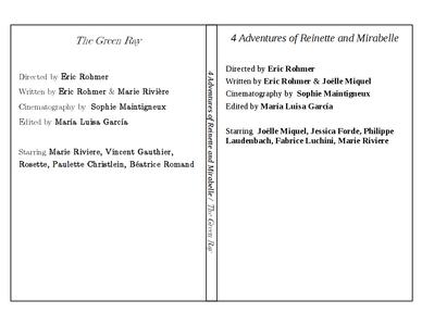 4 Adventures of Reinette and Mirabelle/The Green Ray -- slick