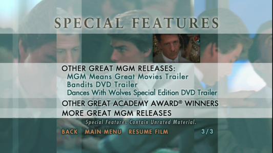 Rain Man - menus